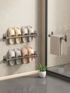 Bathroom Slipper Rack Wall Mounted Shoe Storage Shelf Drainage Bracket Toilet Space Saver No Drilling Required Organizer