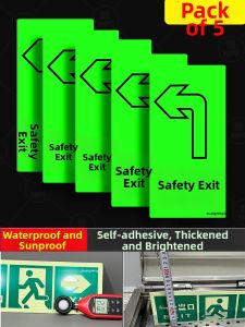 Safety Exit Sign Emergency Evacuation Stairs Warning Floor Label