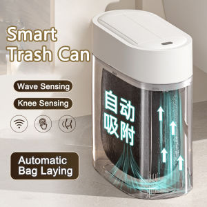 9L Sensor Trash Can with Lid Two-way Automatic Bagging Adsorption Trash Bin Home Kitchen Toilet Narrow Slit Wall Mount Waste Bin