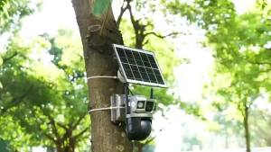 DOSEN  8MP CCTV Solar Outdoor Wifi Three Screen  IP66 Wireless Waterproof Built-in Battery Cctv Camera for house 4G SIM Card