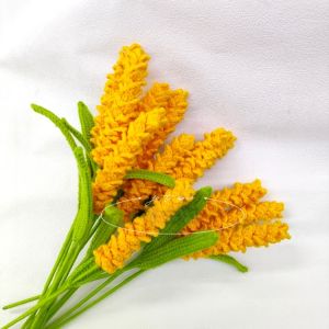 Handcrafted Gold Barley Stalks Crochet Yarn Flowers DIY Material Bundle Bouquet Grain Stems Opening Ceremony Gift Decorations