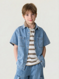 Marc&Janie | Trendy Comfortable Cotton Denim Short Sleeve Childrens Shirt