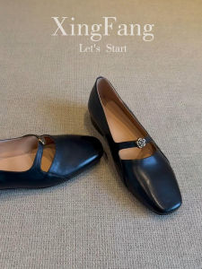 Black Flat Mary Jane Shoes Womens New Style French Vintage Slip-On Casual Loafers Sweet Leather Lined round Toe Flats