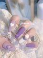 Móng giả thiết kế theo yêu cầu-mẫu nail tone tím pastel dễ thương. 