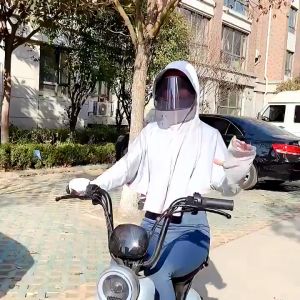 Women’s UV UPF 50+ Sun Protection Jacket Beach Sun Hat Ice Silk Hooded Cover Face Summer Clothing