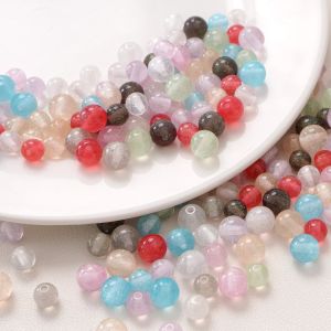 ลูกปัดเรซินขนาด8มม./10มม. 10ชิ้น/ถุงลูกปัดหลุมขนาดใหญ่ทรงหลวมสำหรับสร้อยข้อมือทำด้วยมือต่างหูสร้อยคอพวงกุญแจอุปกรณ์การทำเครื่องประดับหัตถกรรม DIY