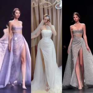 Váy dạ hội cúp ngực đầm dạ hội đuôi cá phong cách Châu Âu