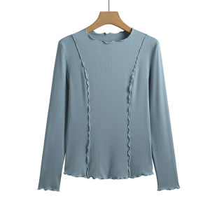 เสื้อยืดคอกลมแขนยาวทรงสลิมฟิต ผ้าโพลีเอสเตอร์ ลำลอง ฤดูใบไม้ร่วง 2023 แฟชั่นใหม่ เสื้อเชิ้ตคอกลมแขนยาว