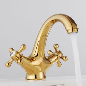 Antique Brass Bidet Shower Basin Faucet Dual Cross Handles Hot Cold Water Mixer Tap Spout Kitchen Bathroom Toilet Water Tap