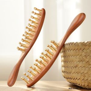 Máy Massage Da Đầu Chải Rộng Đinh Vàng Gỗ đàn Hương