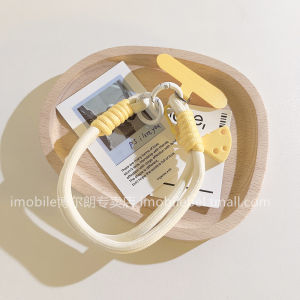 Creative Cartoon Triangle Cheese Cheese Pendant Phone Case Lanyard Light Color All-Matching Knitted Belt Wrist Strap Finished Product Gift Lanyard Soft Girl Ins Backpack Camera CCD Lanyard Polaroid Hanging Ornaments