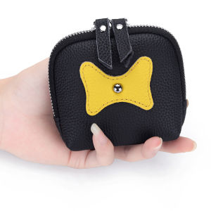 Exquisite Small First Layer Cowhide Coin Purse Zipper Genuine Leather Earphone Bag ID Card Holder for Women