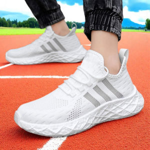 Lightweight Shock Absorption Breathable Childrens Running Shoes White