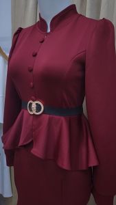 LooWear Gaun Pesta Maxi Scuba Premium dengan Lengan Panjang dan Rok Duyung Elegan Warna Solid