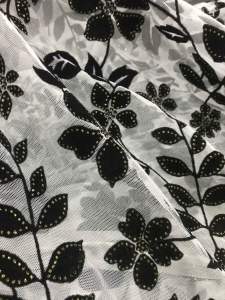 Vải voan lưới ép hoa nhung đen đẹp sang (1m5)may đầm váy đầm dạ hội thời trang