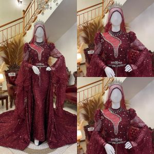 gaun pengantin / gaun pengantin lengan terompet / gaun pengantin span slim premium