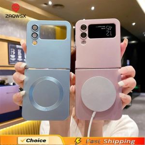 Magnetic Wireless Charge Magsafe Case for Samsung Galaxy Z Flip6 Flip5 Flip4 3 5g Matte Silicone Back Cover Zflip Flip 6 5 4 3