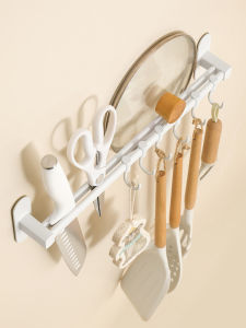 Giá Treo Nồi Đũa Bằng Hợp Kim Nhôm Không Cần Khoan Móc Treo Tường Giá Để Đồ Nhà Bếp Thiết Kế Đơn Giản Màu Trơn