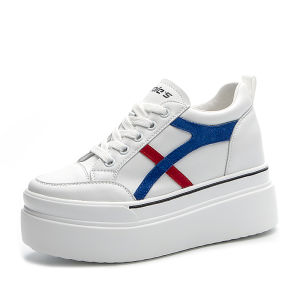 Casual Thick Bottom Leather Sneakers Womens Spring 2025 New Style Increased Height Inner Fashionable All-Match Flat Shoes