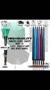 OH 30inches Double canopy black uv coated Umbrella with roll royce Bronze handle