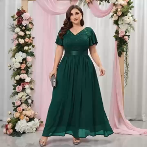 D#973 Womens Fashion Elegant Plain Maxi Plus Size Dress