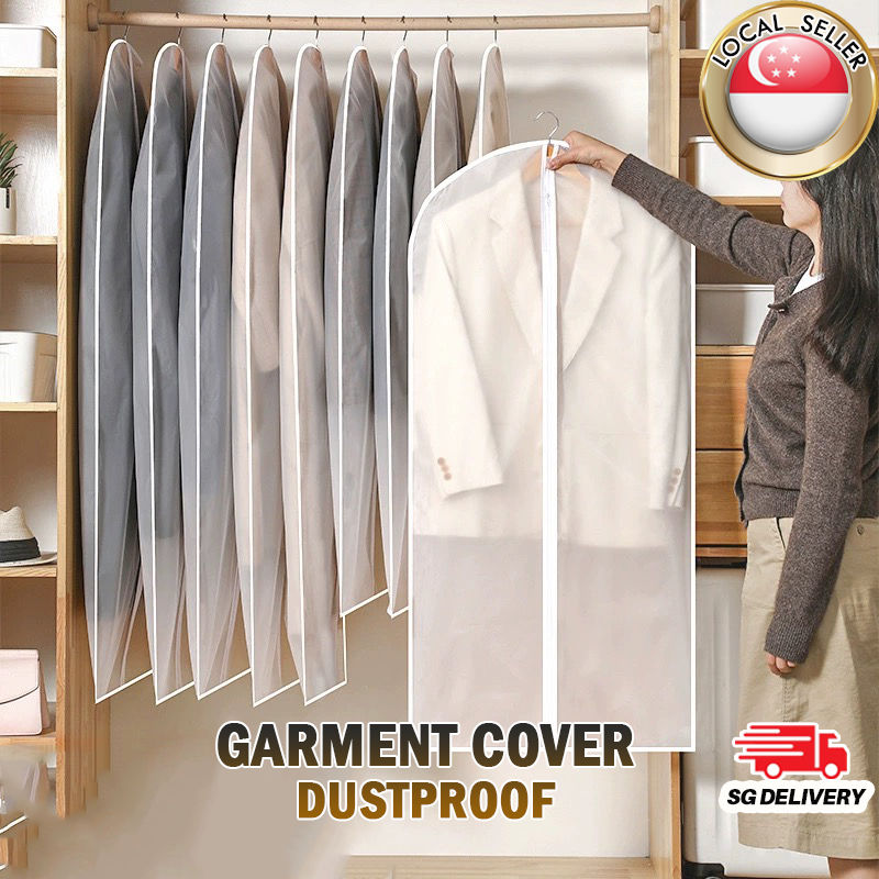 🇸🇬【SG Stock】Clothes Cover Clothes Organizer Garment Cover Bag Clothes Organizer Storage Bag Suit Overcoat Dustproof Jacket Dustproof Plastic Cover For Cloth Clothes Cover / Clothes Dust Cover / Garment Bag / Garment Cover Suit Garment Bags