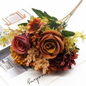 Artificial Flower Bride Bouquet Holding Rose Wreath Wedding Outdoor Garden Yard Decor Home Room office Table DIY Gift Accessory
