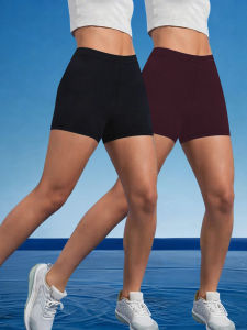 2 Pack Womens Cycling Workout Biker Shorts Super Soft High Elastic Squat Proof Yoga Running Gym Fitness Sports Shorts