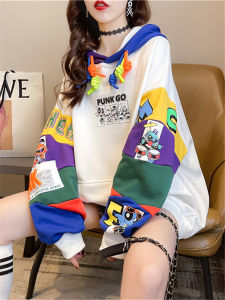 Colorful Patchwork Hoodie Womens Fashion Design Unique Loose Outerwear Spring Summer Autumn Winter New Arrival Street Style