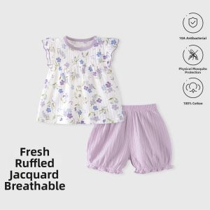 TONGLIANCHUXIN | Cotton Short Sleeve Set for Baby Girls Summer Outing