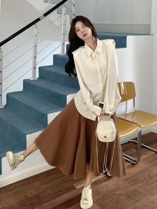 Korean Fashion High Waist Mini Skirt Shirt Set Womens Style Elegant Slimming Spring Autumn New Arrival Two Piece Set