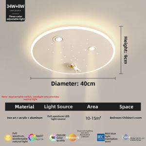 FANZHEN | Astronaut and Starry Sky Childrens Room Ceiling Light Modern Minimalist with Spotlight Round