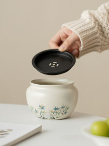 Home Use Ceramic Tea Washing Basin with Lid Kitchen Sink Tea Ceremony Accessories Grass Ash Tea Tools Durable Tabletop Cleaning