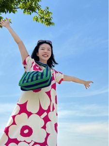 Summer Dopaamine Pink Flower Print Short Sleeve Dress Womens Lazy Style Beach Vacation Long Dress City Commute A-Line Skirt