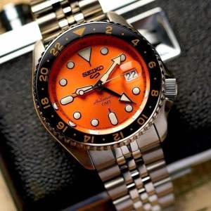 ĐỒNG HỒ NAM CHÍNH HÃNG Seiko SSK005K1 Automatic Sport BATMAN GMT Orange Dial Silver Stainless Steel For Men