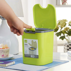 Mini Desktop Trash Can Hand Press Office Tea Table Covered Creative Home Use Small Size Flyda Sanhe Household Cleaning Tool