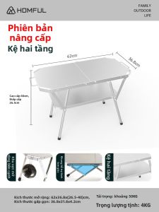 HOMFUL | Bàn Ngoài Trời Bằng Thép Không Gỉ Đỡ Được Mang Đi