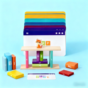 Montessori Toy Wooden Building Blocks Stacking Game Gift Color Shape Sorting Fine Motor Skill Alphabet Learning Match Game