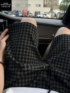 YOULIN | American Retro Check Shorts for Men Summer 4/9 Length