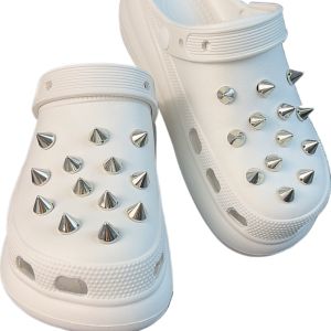 Bộ 22 Phụ Kiện Trang Trí Giày Phong Cách Punk Bộ Sưu Tập Retro Tự Làm Khóa Giày Có Lỗ Đinh Tán PVC Cho Phụ Kiện Giày Mùa Hè