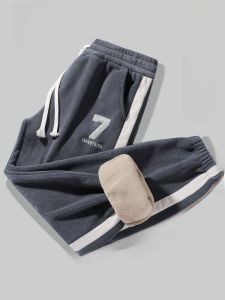 ROMON | Romon Fleece Lined Mens Casual Pants Winter Loose Fit Sweatpants Warm Thickened Youthful Style Long Trousers With Pockets