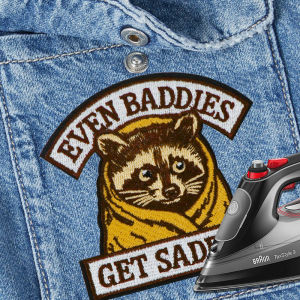 1PC Raccoon Waste Bin Embroidered Patch Iron On Humorous Morale Inspiring Badge DIY Gift For Clothes Cap Bag Jacket Trucker Hat