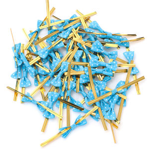30Pcs/bag Bow Tie Golden Wire Colorful Bowknot Bow Metallic Twist Ties for Food Cookies Lollipop Candy Bags Sealing Fixed Ties