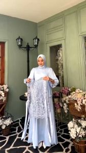 [BISA COD] Bridesmaid Dress Kondangan Terbaru - Meili Dress Inner + Brokat Premium! - Gamis Remaja Viral - Gaun Pesta