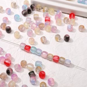 10pcs/bag 8x7mm Resin Cylindrical Large Hole Pillar Beads For Handmade Bracelet Necklace Earring Keychain DIY Craft Jewelry Making Accessories
