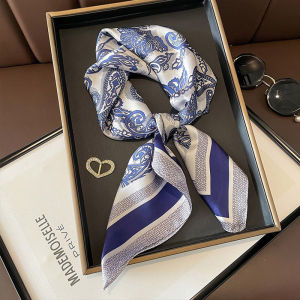 Luxury Satin Print Silk Scarf Square Women Streamer Neck Scarves Wrap Head kerchief Beach Hair Band For Woman Bandana Summer