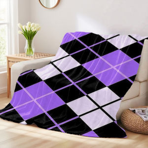 Beast Kingdom | Lavender Argyle Flannel Blankets Are Perfect For Sofas Office Beds Travel Sleep And Use Throughout The Four Seasons