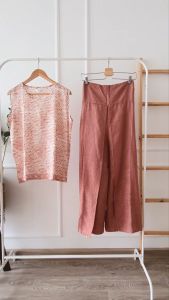 ONE SET BATIK KULOT HIGHWAIST ATASAN TANPA LENGAN MOTIF BATIK MODERN CASUAL SETELAN BATIK SANTAI WANITA BATIK KANTOR PREMIUM