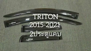 กันสาด คิ้ว กันลม ดำทึบ รุ่น 2ประตุ+แคป มิตซูบิชิ ไทรตัน Triton 2015 2016 2017 2018 2019 2020 2021 2022 ใส่ร่วมกันได้ A