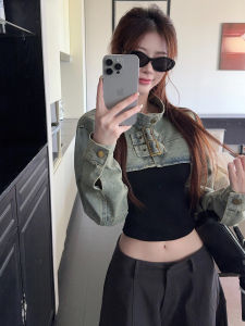CHOUXIE | Trendy Autumn Crop Denim Jacket